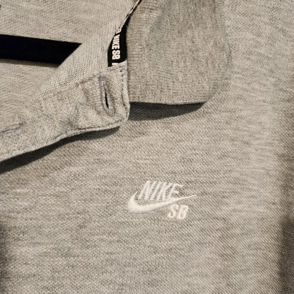 Nike BS Men's Dri-Fit Pique Olo Shirt Short Sleeve Grey Polo Textured Skateboard